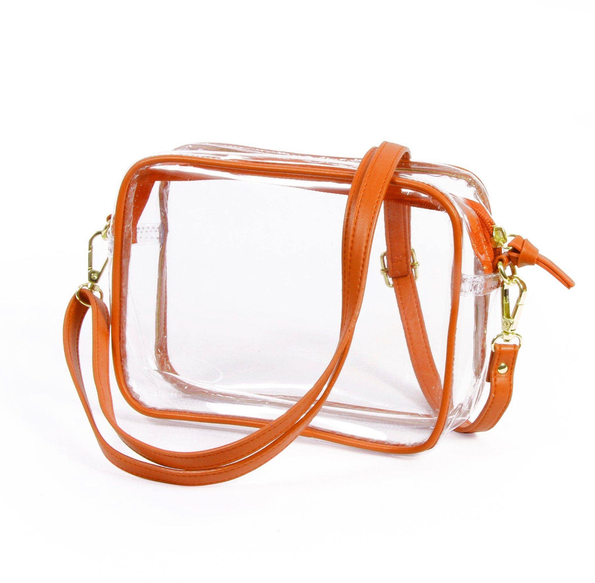 burnt orange clear purse
